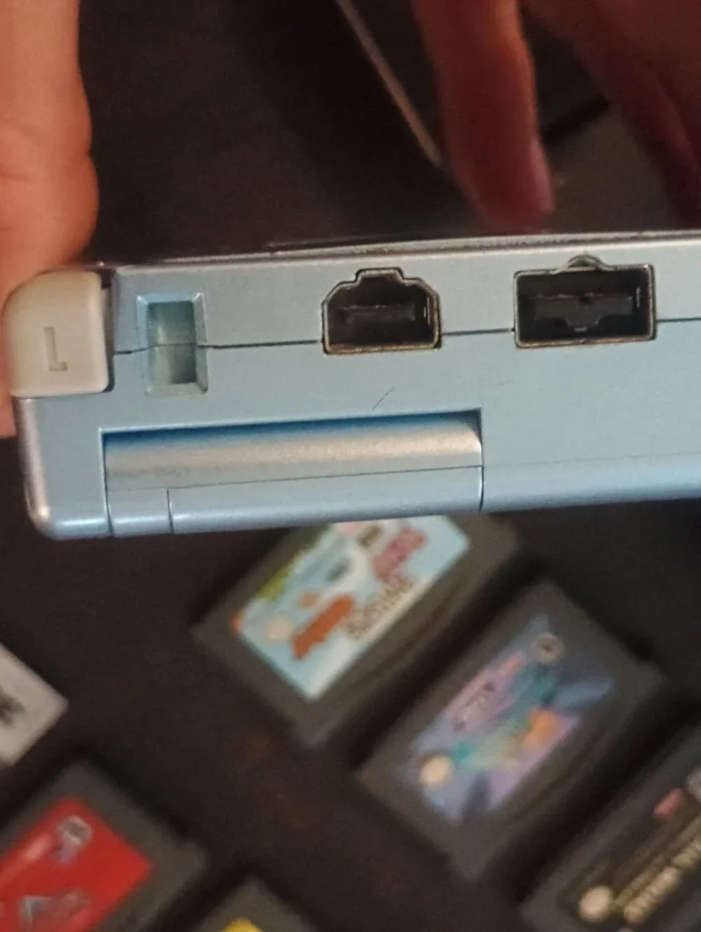 Nintendo Game Boy Advance SP in Oearl Light Blue with 6 Games, Charger & Case